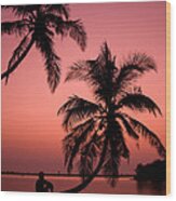 Red Sunset In The Tropics Wood Print