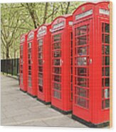 Red Telephone Boxes Wood Print