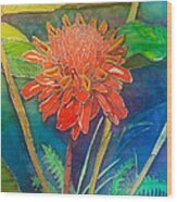 Red Torch Ginger Wood Print