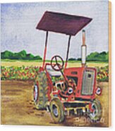 Red Tractor At Rottcamp's Farm Wood Print