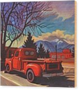 Red Truck Wood Print