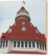 Red Turret - Hotel Del Coronado Wood Print