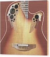 Redish-brown Guitar On Redish-brown Background Wood Print