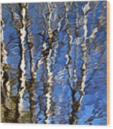 Water Reflection Aspen Trees Wood Print