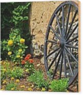Retired Wagon Wheel Wood Print
