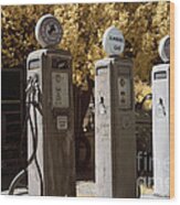 Retro Gas Pumps Wood Print