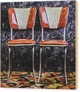 Retro Red Chairs Wood Print