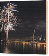 River City Fireworks Wood Print