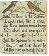 Robin And Sparrow Wood Print