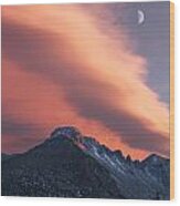 Rocky Mountain National Park Sunset Over Longs Wood Print