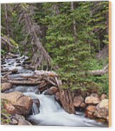 Rocky Mountains Stream Scenic Landscape Wood Print