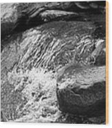 Rocky Waters Bw Wood Print