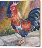 Rooster At Sunrise Wood Print