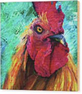 Rooster Colorful Expressions Wood Print