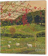 Rosehips Welsh Landscape Art Wood Print