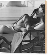 Rosie Vela Resting In A Chair With A Male Model Wood Print