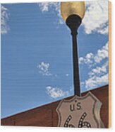 Route 66 Light Post Vivid Wood Print