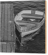 Rowboat - Black And White Wood Print