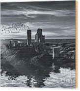 Ruins On The Water Landscape Wood Print