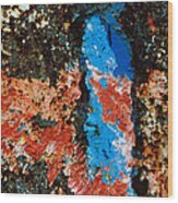 Rust - Red And Blue Abstract Wood Print