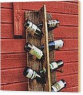 Rustic Wine Rack Wood Print