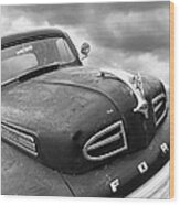 Rusty 1948 Ford V8 In Black And White Wood Print