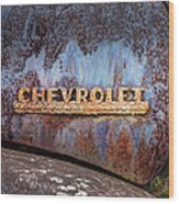Rusty Chevrolet - Nameplate - Old Chevy Sign Wood Print