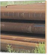 Rusty Iron Pipes Wood Print