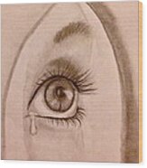 Sadness In The Eye Wood Print