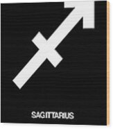Sagittarius Zodiac Sign White Wood Print