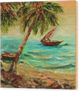 Sail Boats On Indian Ocean Wood Print