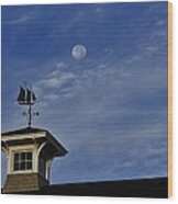 Sail By The Moon Wood Print