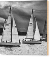 Sailboats And Storms Wood Print