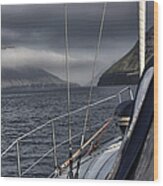 Sailing The Leirviksfjordur Wood Print