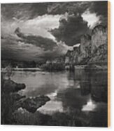 Salt River Stormy Black And White Wood Print