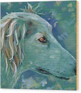 Saluki Dog Painting Wood Print by Michelle Wrighton