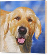 Happy Golden Retriever Painting Wood Print by Michelle Wrighton