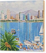 San Diego Skyline Wood Print