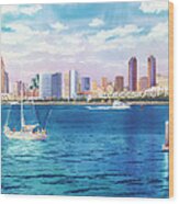 San Diego Skyline And Convention Ctr Wood Print