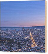 San Francisco Cityscape In Sunrise Wood Print