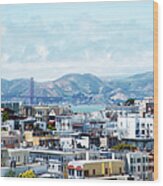 San Francisco With A View Of The Golden Wood Print