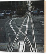 San Francisco Silver Cable Car Tracks Wood Print