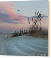 Sand And Sunset Wood Print