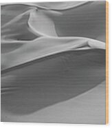 Sand Dunes In The Desert, Monochrome Wood Print