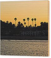 Santa Barbara Sunset From Wharf Wood Print