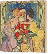 Santa Claus Climbing Into Window 1902 Wood Print