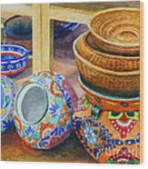 Southwestern Pots And Baskets Wood Print