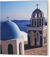 Santorini  Island Church Greece Wood Print