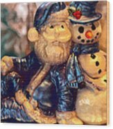 Sapphire Santa And Mr. Snowman Wood Print