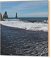 Sea Stacks And Black-sand Beach Wood Print